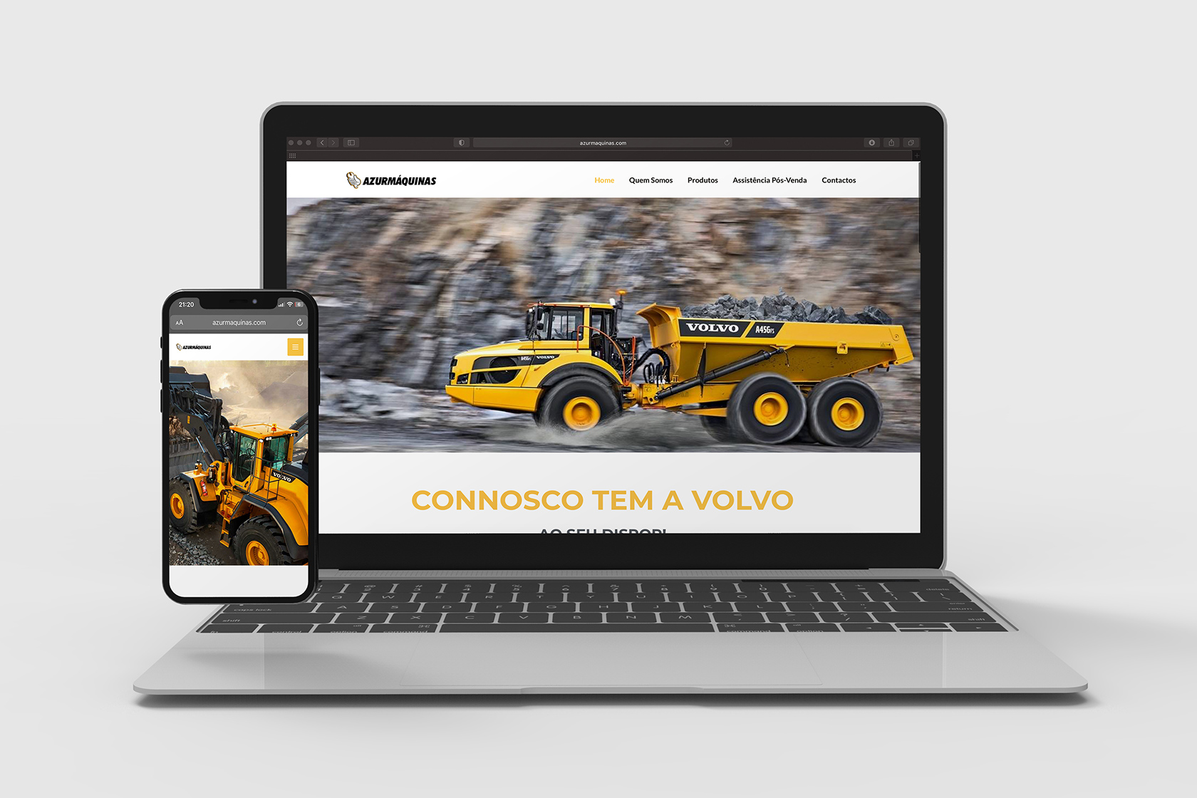 Website (desktop e mobile) da Azurmáquinas.