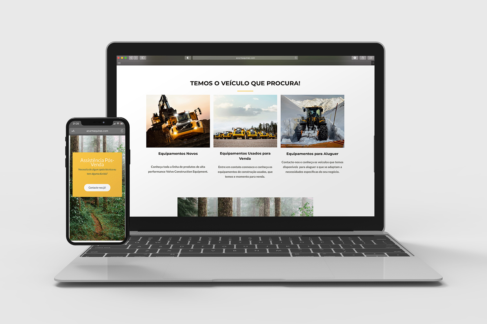Serviços no Website da Azurmáquinas.